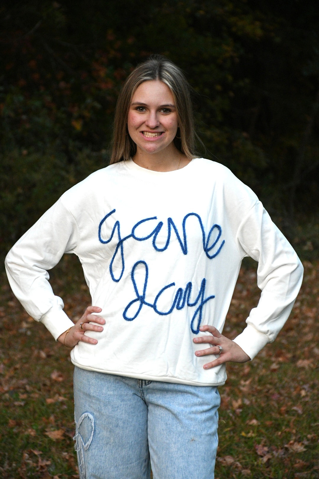 White/Blue Game Day Sweater