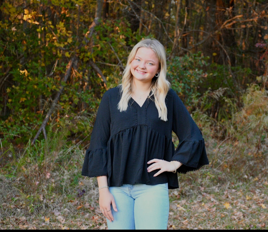 Black 3/4 Sleeve Top