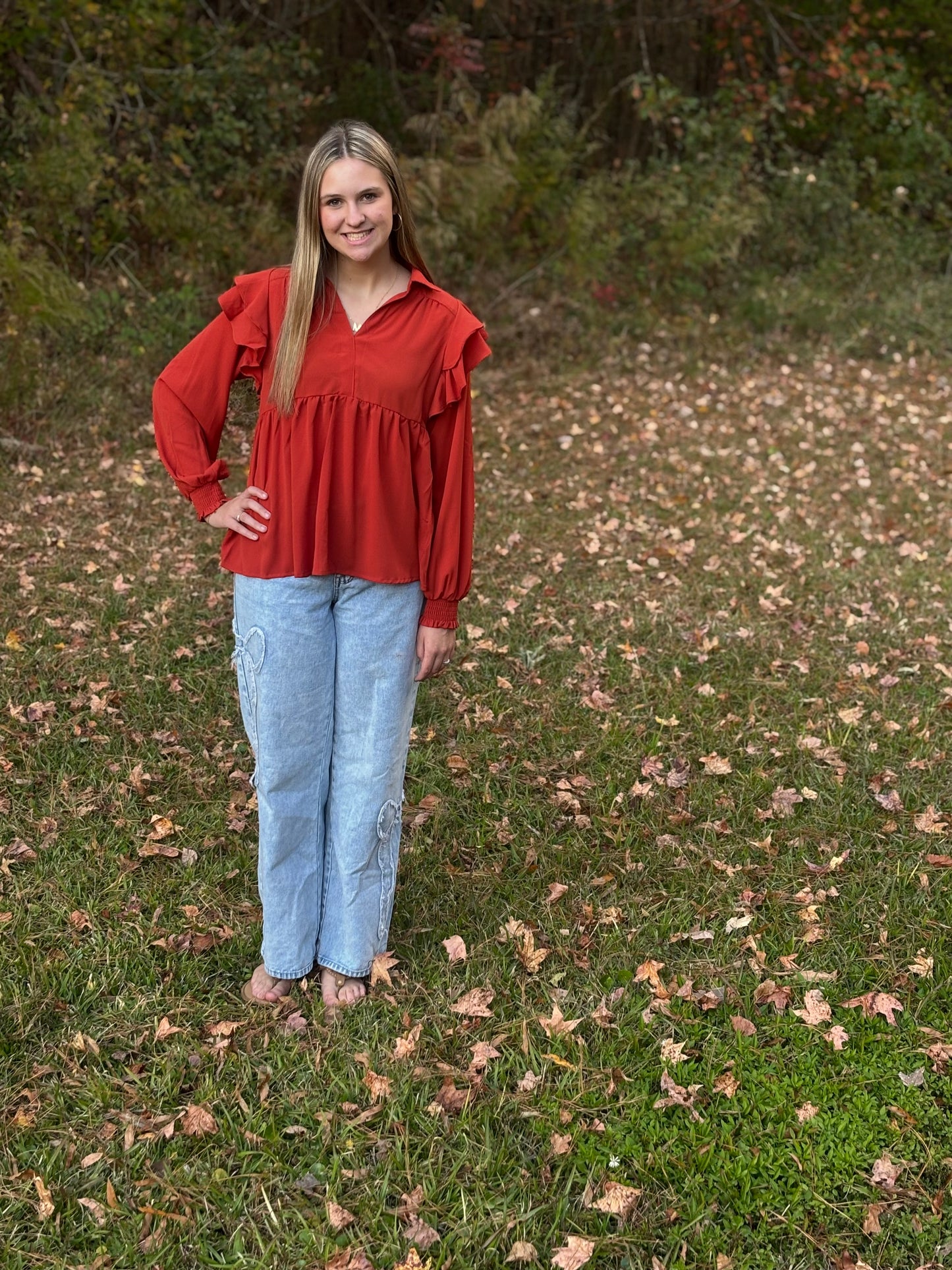 Rust Ruffle Top