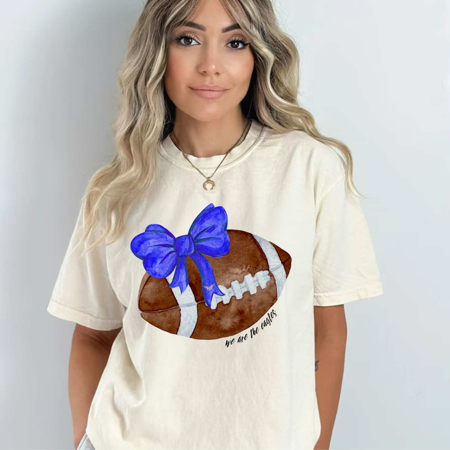 Football Bow Comfort Colors Short Sleeve Tee